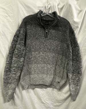 JB Holt Men's Grey Ombre Marled Cotton Quarter Zip Sweater XL